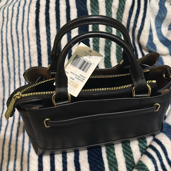 Michael Kors Reed Small Two-Tone Pebbled Leather Belted Satchel - Picture 4 of 5